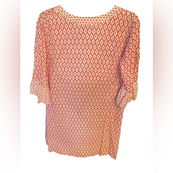 Gretchen Scott Sz L Pink Diamond Polka Dot Print Scoop Neck Pocket Cotton Dress - Picture 2 of 8